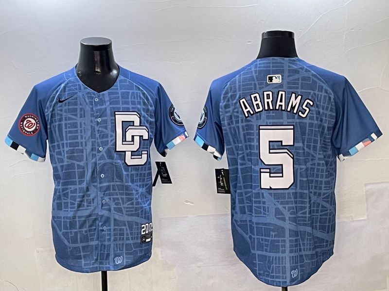Men Washington Nationals #5 Abrams Blue Joint Name Nike 2025 MLB Jersey style 6